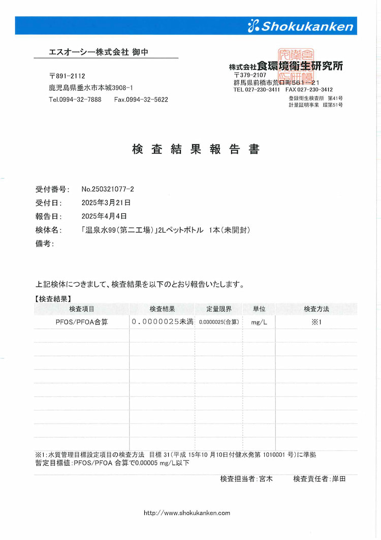有機フッ素化合物（PFOS・PFOA）