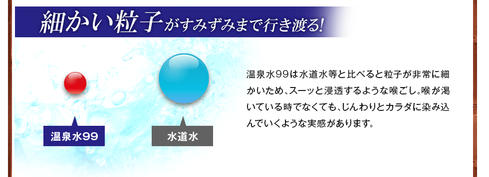 細かい粒子がすみずみまで行き渡る